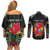 Personalized Mozambique Roots Couples Matching Off Shoulder Short Dress and Long Sleeve Button Shirt African Map in Fingerprint and Tribal Colors