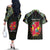 Personalized Mozambique Roots Couples Matching Off The Shoulder Long Sleeve Dress and Hawaiian Shirt African Map in Fingerprint and Tribal Colors