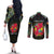 Personalized Mozambique Roots Couples Matching Off The Shoulder Long Sleeve Dress and Long Sleeve Button Shirt African Map in Fingerprint and Tribal Colors