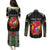 Personalized Mozambique Roots Couples Matching Puletasi and Long Sleeve Button Shirt African Map in Fingerprint and Tribal Colors
