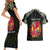 Personalized Mozambique Roots Couples Matching Short Sleeve Bodycon Dress and Hawaiian Shirt African Map in Fingerprint and Tribal Colors