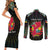 Personalized Mozambique Roots Couples Matching Short Sleeve Bodycon Dress and Long Sleeve Button Shirt African Map in Fingerprint and Tribal Colors