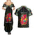 Personalized Mozambique Roots Couples Matching Summer Maxi Dress and Hawaiian Shirt African Map in Fingerprint and Tribal Colors