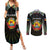 Personalized Mozambique Roots Couples Matching Summer Maxi Dress and Long Sleeve Button Shirt African Map in Fingerprint and Tribal Colors