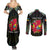 Personalized Mozambique Roots Couples Matching Summer Maxi Dress and Long Sleeve Button Shirt African Map in Fingerprint and Tribal Colors