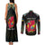 Personalized Mozambique Roots Couples Matching Tank Maxi Dress and Long Sleeve Button Shirt African Map in Fingerprint and Tribal Colors