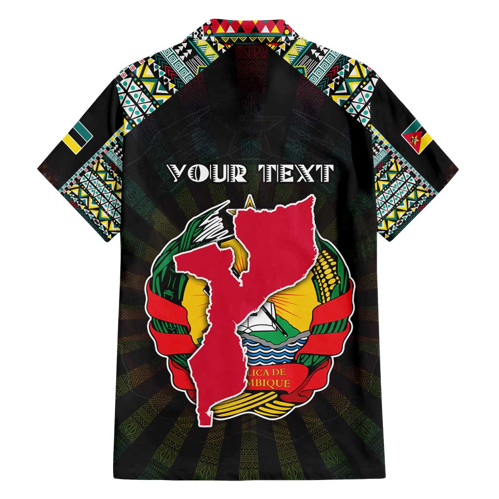 Personalized Mozambique Roots Family Matching Long Sleeve Bodycon Dress and Hawaiian Shirt African Map in Fingerprint and Tribal Colors