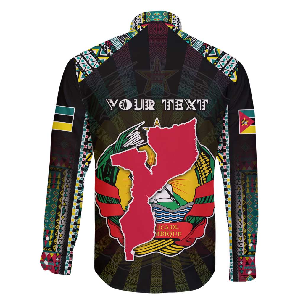 Personalized Mozambique Roots Family Matching Long Sleeve Bodycon Dress and Hawaiian Shirt African Map in Fingerprint and Tribal Colors