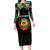 Personalized Mozambique Roots Family Matching Long Sleeve Bodycon Dress and Hawaiian Shirt African Map in Fingerprint and Tribal Colors
