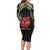 Personalized Mozambique Roots Family Matching Long Sleeve Bodycon Dress and Hawaiian Shirt African Map in Fingerprint and Tribal Colors