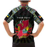 Personalized Mozambique Roots Family Matching Mermaid Dress and Hawaiian Shirt African Map in Fingerprint and Tribal Colors