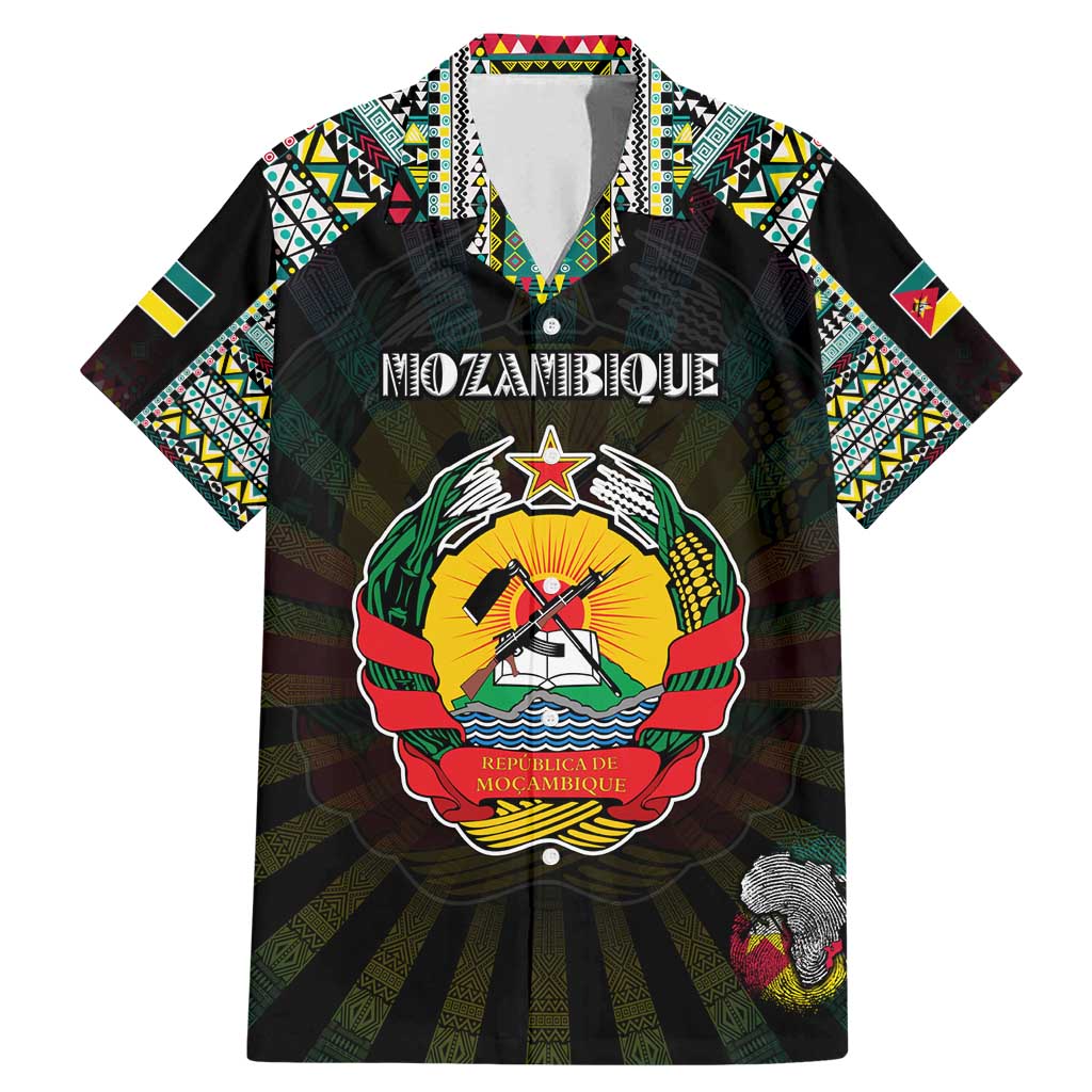 Personalized Mozambique Roots Family Matching Mermaid Dress and Hawaiian Shirt African Map in Fingerprint and Tribal Colors