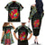 Personalized Mozambique Roots Family Matching Off The Shoulder Long Sleeve Dress and Hawaiian Shirt African Map in Fingerprint and Tribal Colors