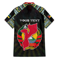 Personalized Mozambique Roots Family Matching Off The Shoulder Long Sleeve Dress and Hawaiian Shirt African Map in Fingerprint and Tribal Colors