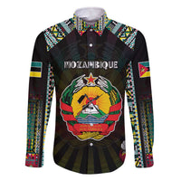 Personalized Mozambique Roots Family Matching Off The Shoulder Long Sleeve Dress and Hawaiian Shirt African Map in Fingerprint and Tribal Colors