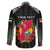Personalized Mozambique Roots Family Matching Off The Shoulder Long Sleeve Dress and Hawaiian Shirt African Map in Fingerprint and Tribal Colors