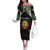 Personalized Mozambique Roots Family Matching Off The Shoulder Long Sleeve Dress and Hawaiian Shirt African Map in Fingerprint and Tribal Colors