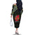 Personalized Mozambique Roots Family Matching Off The Shoulder Long Sleeve Dress and Hawaiian Shirt African Map in Fingerprint and Tribal Colors