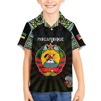 Personalized Mozambique Roots Family Matching Off The Shoulder Long Sleeve Dress and Hawaiian Shirt African Map in Fingerprint and Tribal Colors
