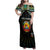 Personalized Mozambique Roots Family Matching Off Shoulder Maxi Dress and Hawaiian Shirt African Map in Fingerprint and Tribal Colors