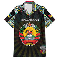 Personalized Mozambique Roots Family Matching Off Shoulder Short Dress and Hawaiian Shirt African Map in Fingerprint and Tribal Colors