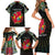 Personalized Mozambique Roots Family Matching Short Sleeve Bodycon Dress and Hawaiian Shirt African Map in Fingerprint and Tribal Colors