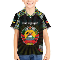 Personalized Mozambique Roots Family Matching Short Sleeve Bodycon Dress and Hawaiian Shirt African Map in Fingerprint and Tribal Colors