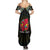 Personalized Mozambique Roots Family Matching Summer Maxi Dress and Hawaiian Shirt African Map in Fingerprint and Tribal Colors