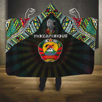 Mozambique Roots Hooded Blanket African Map in Fingerprint and Tribal Colors