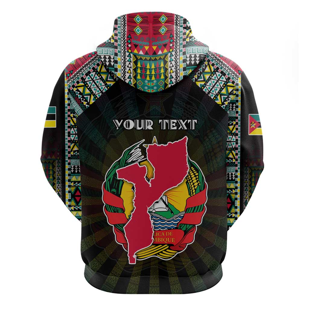 Personalized Mozambique Roots Hoodie African Map in Fingerprint and Tribal Colors