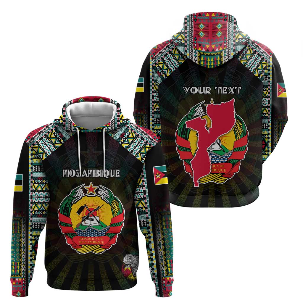 Personalized Mozambique Roots Hoodie African Map in Fingerprint and Tribal Colors