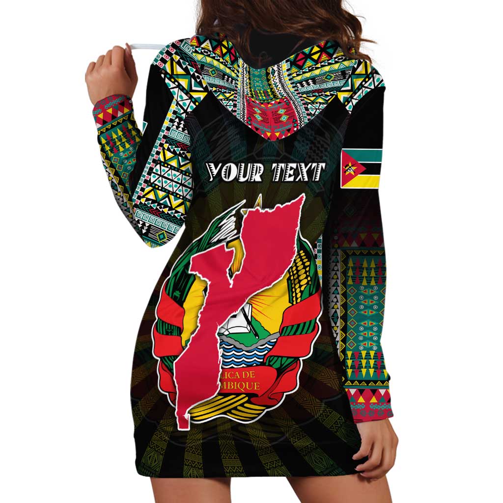 Personalized Mozambique Roots Hoodie Dress African Map in Fingerprint and Tribal Colors