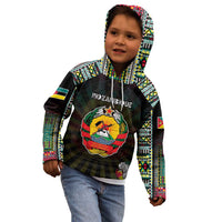 Personalized Mozambique Roots Kid Hoodie African Map in Fingerprint and Tribal Colors