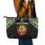Mozambique Roots Leather Tote Bag African Map in Fingerprint and Tribal Colors