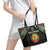 Mozambique Roots Leather Tote Bag African Map in Fingerprint and Tribal Colors