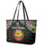 Mozambique Roots Leather Tote Bag African Map in Fingerprint and Tribal Colors