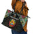 Mozambique Roots Leather Tote Bag African Map in Fingerprint and Tribal Colors