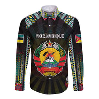 Personalized Mozambique Roots Long Sleeve Button Shirt African Map in Fingerprint and Tribal Colors