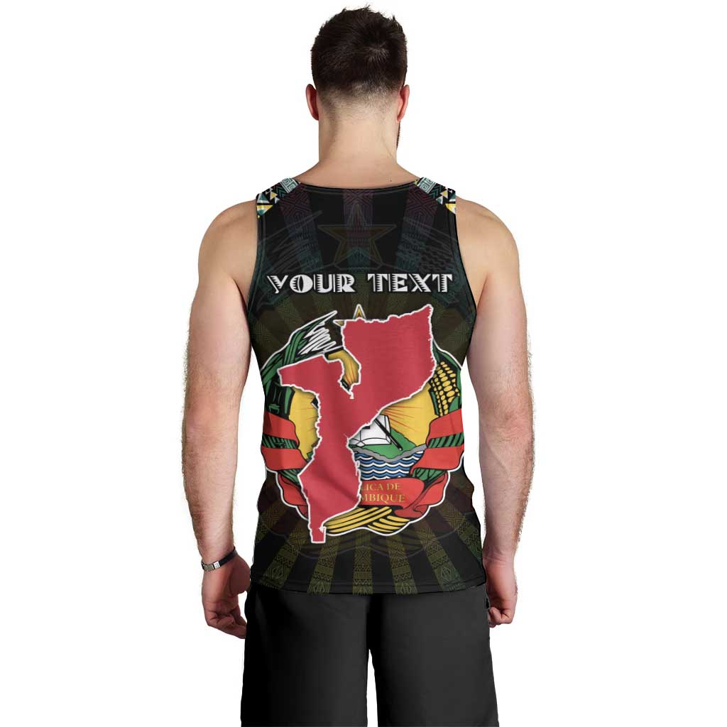 Personalized Mozambique Roots Men Tank Top African Map in Fingerprint and Tribal Colors