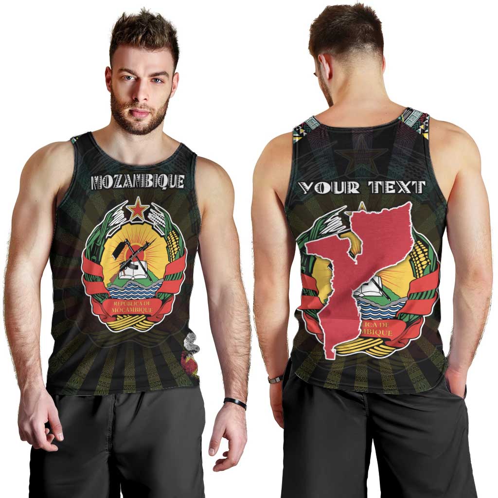 Personalized Mozambique Roots Men Tank Top African Map in Fingerprint and Tribal Colors
