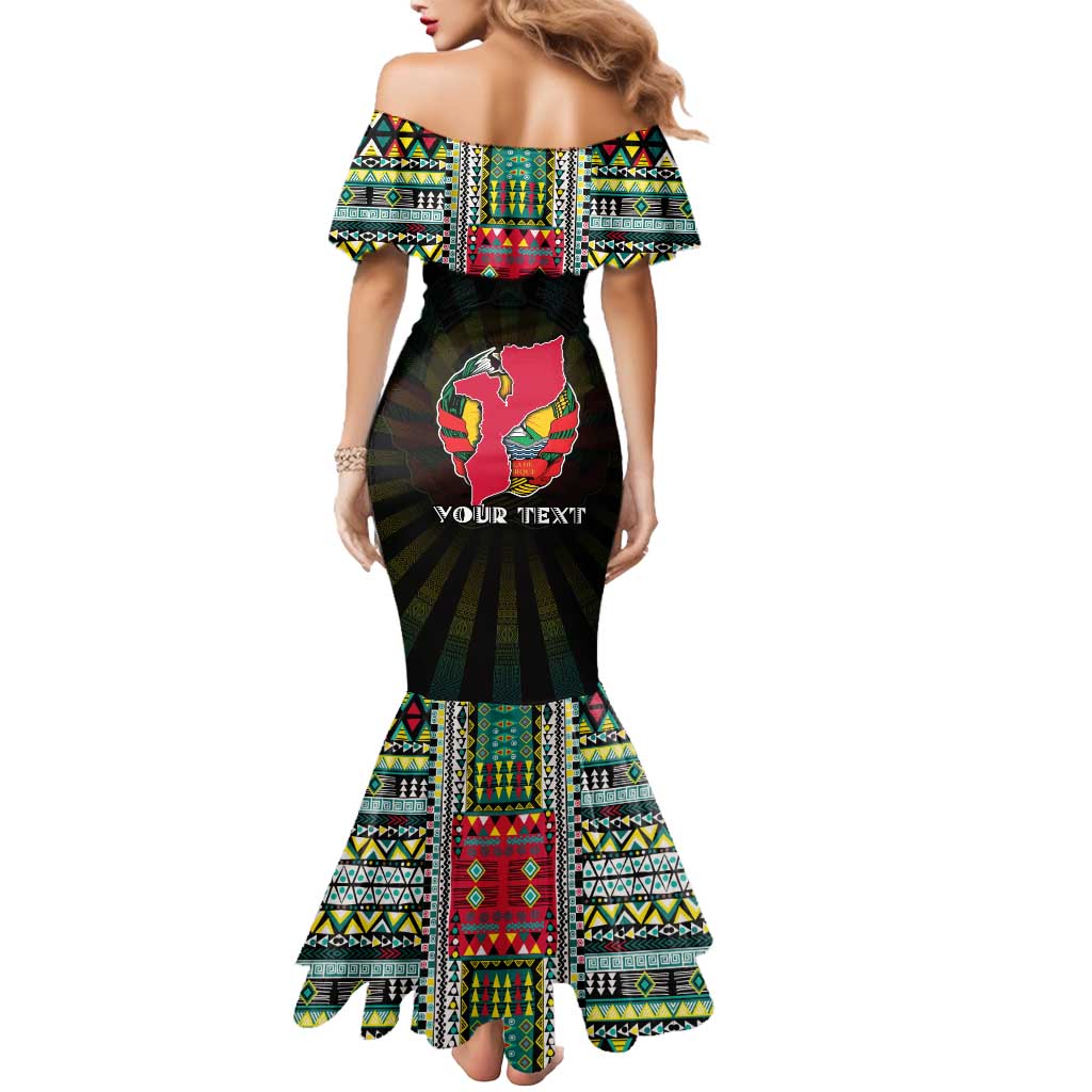 Personalized Mozambique Roots Mermaid Dress African Map in Fingerprint and Tribal Colors