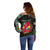 Personalized Mozambique Roots Off Shoulder Sweater African Map in Fingerprint and Tribal Colors