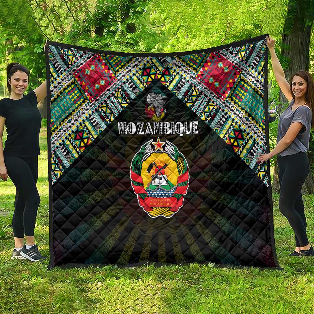 Mozambique Roots Quilt African Map in Fingerprint and Tribal Colors