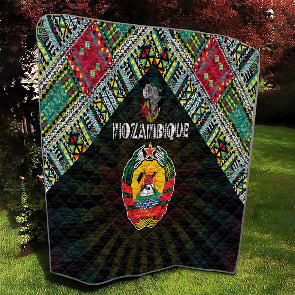 Mozambique Roots Quilt African Map in Fingerprint and Tribal Colors