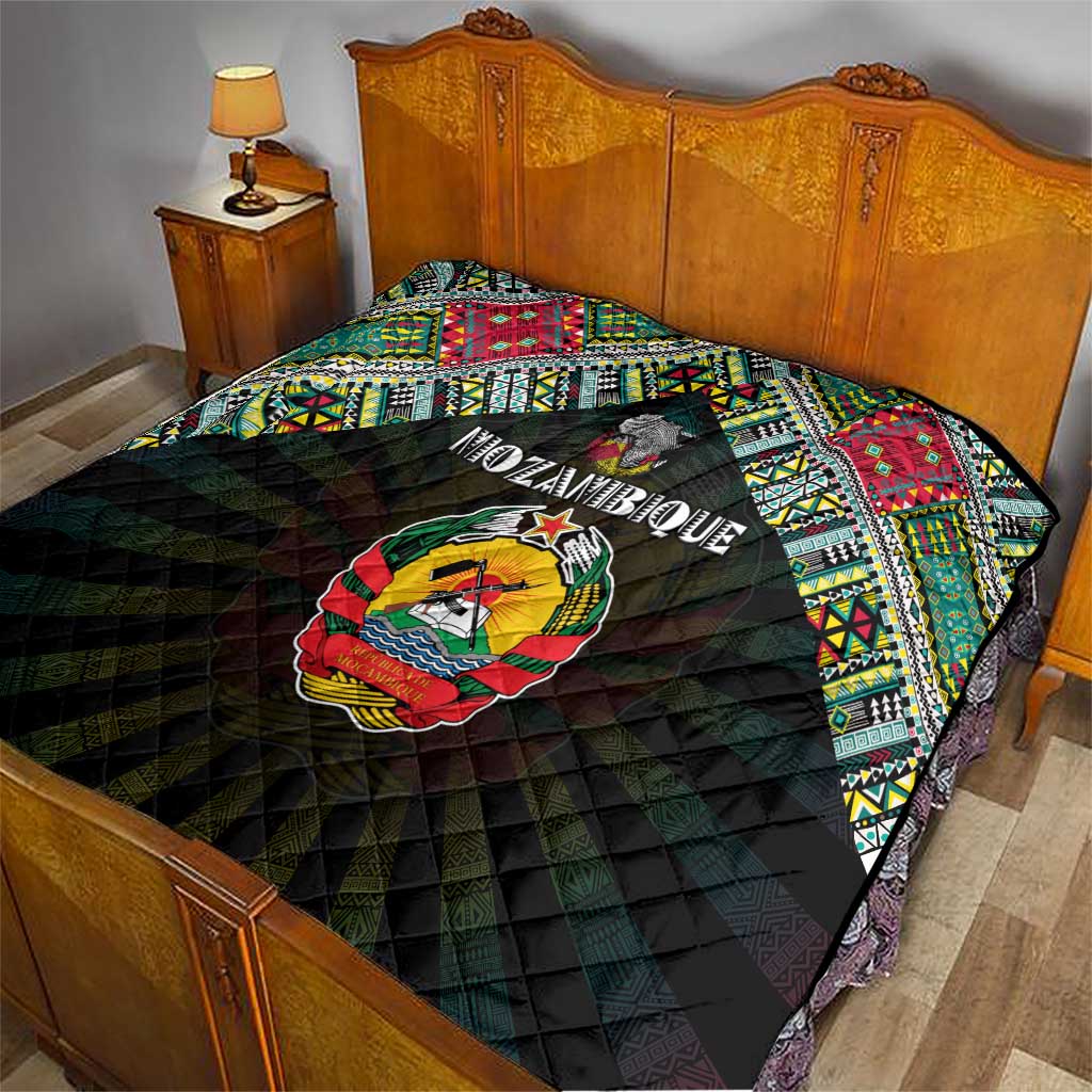 Mozambique Roots Quilt African Map in Fingerprint and Tribal Colors