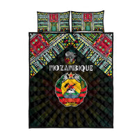 Mozambique Roots Quilt Bed Set African Map in Fingerprint and Tribal Colors