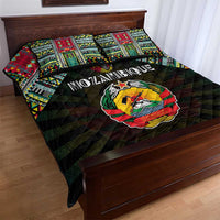 Mozambique Roots Quilt Bed Set African Map in Fingerprint and Tribal Colors