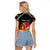 Personalized Mozambique Roots Raglan Cropped T Shirt African Map in Fingerprint and Tribal Colors
