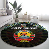 Mozambique Roots Round Carpet African Map in Fingerprint and Tribal Colors