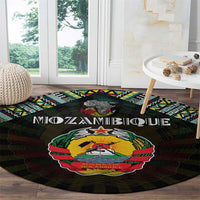 Mozambique Roots Round Carpet African Map in Fingerprint and Tribal Colors